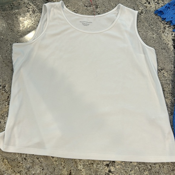 Blue soft see through material adding in white tank to wear under blouse - Picture 4 of 8